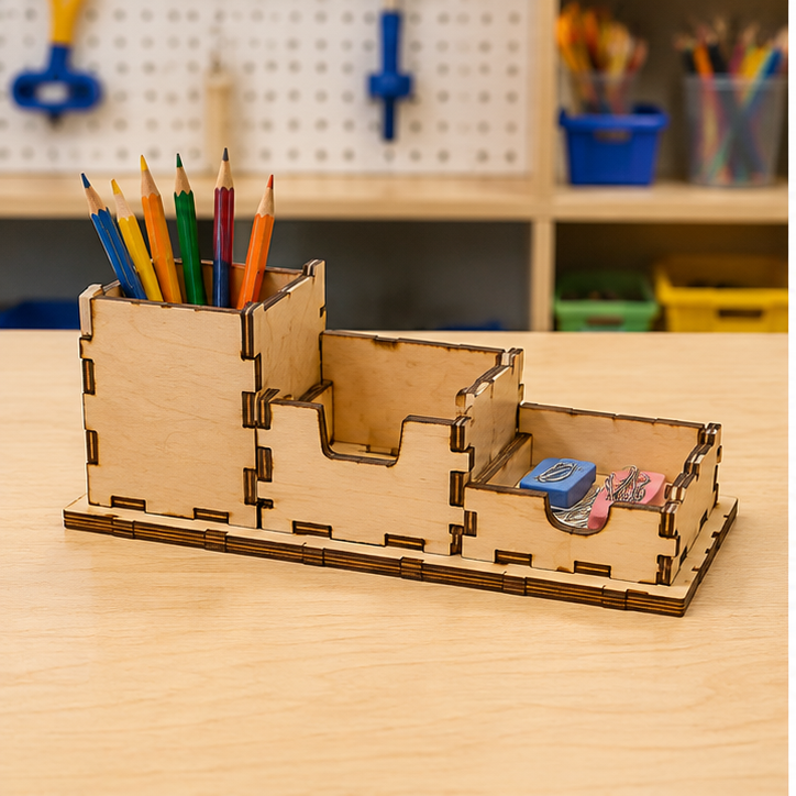 Finished student example of Interlocking Desk Organizer