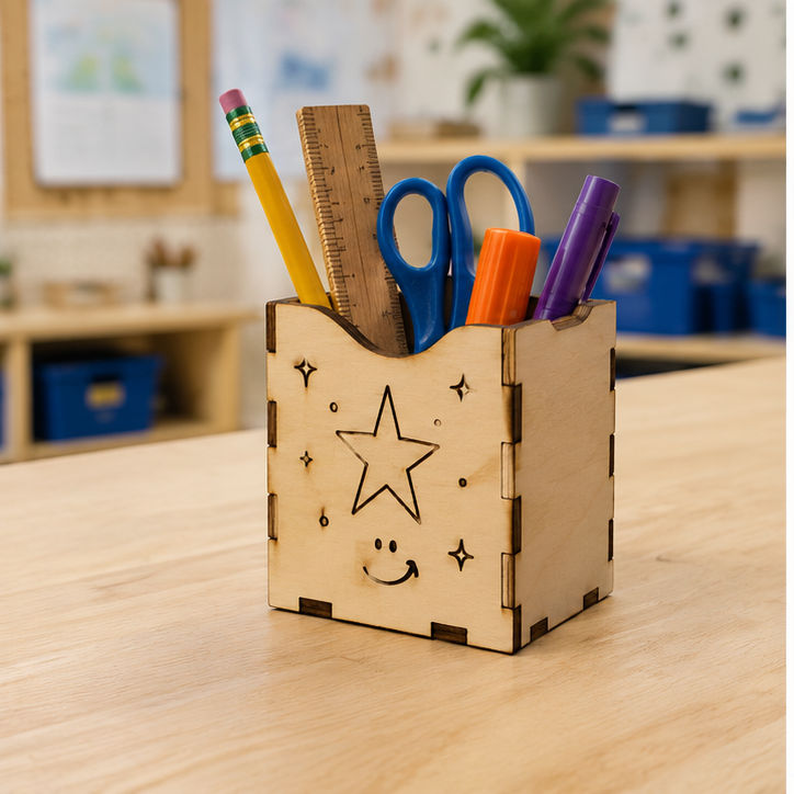 Finished student example of Personalized Pencil Caddy