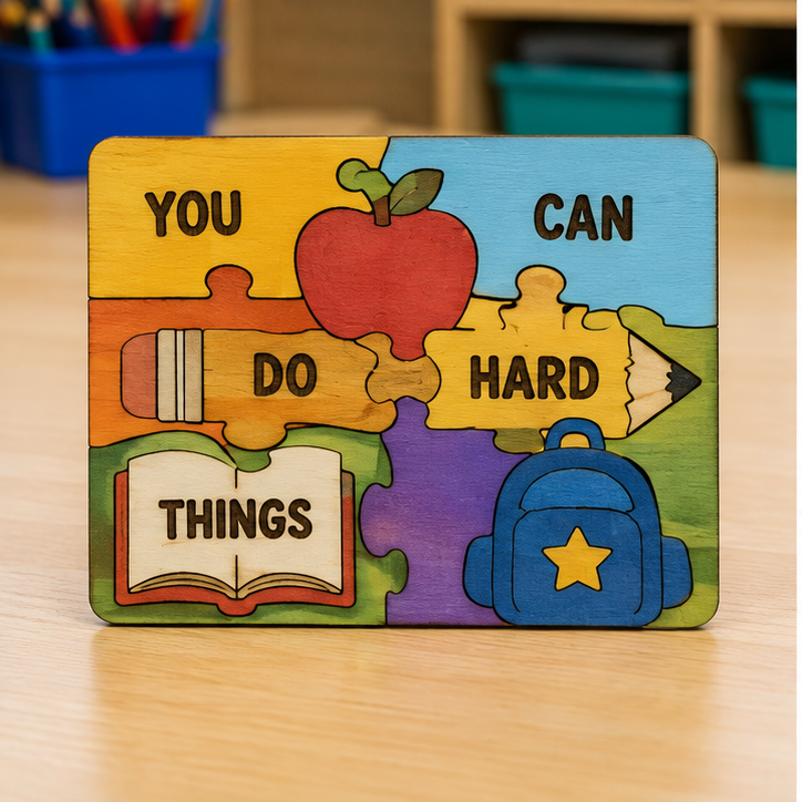 Finished student example of Puzzle Postcard