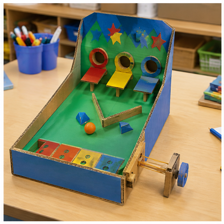 Finished student example of Cardboard Arcade Game
