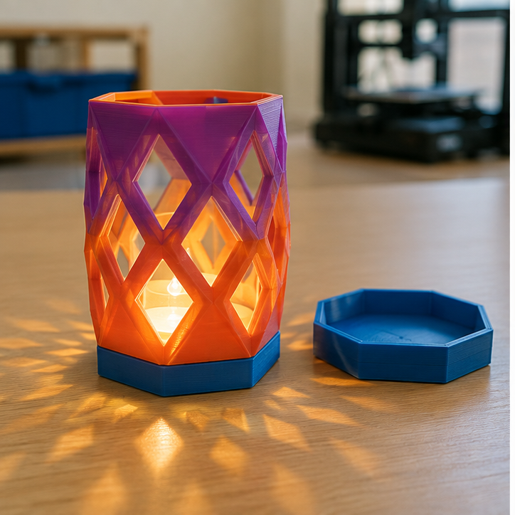 Finished student example of Geometric LED Lantern