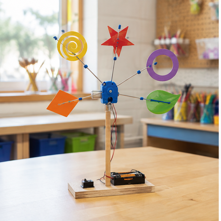 Finished student example of Kinetic Wind Sculpture