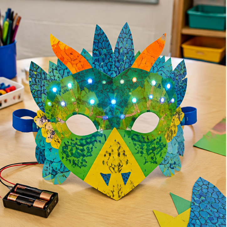 Finished student example of Light-Up Creature Mask