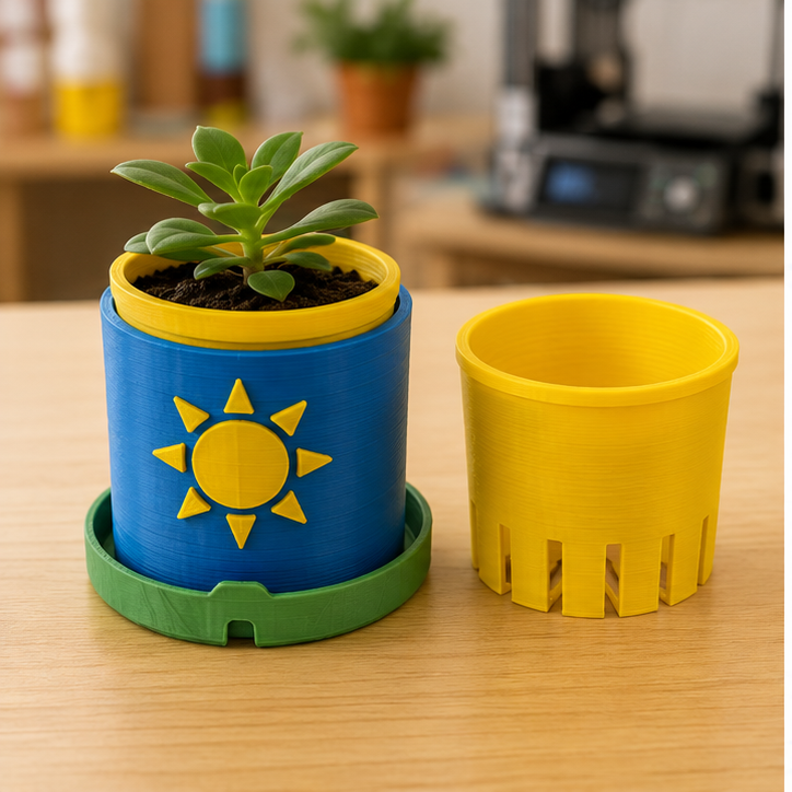 Finished student example of Mini Drainage Planter