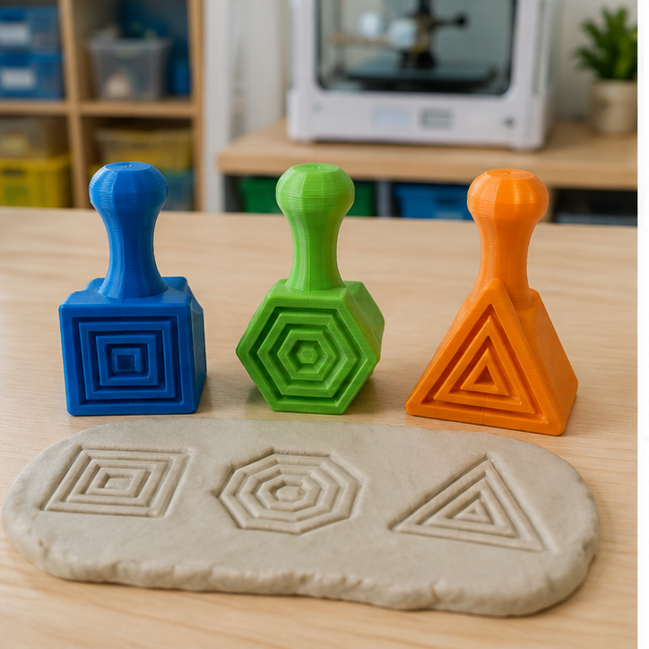 Finished student example of Shape Stamp Set