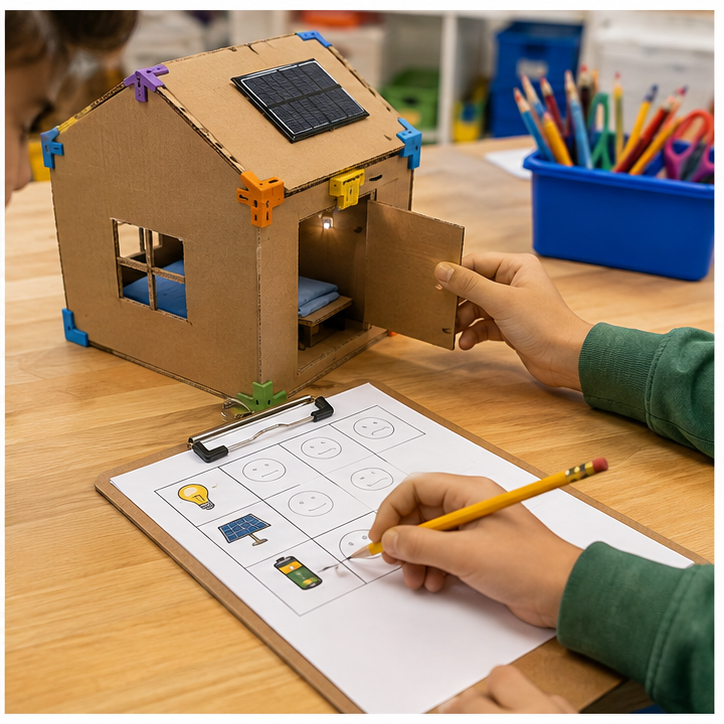 Students testing and recording results for Emergency Shelter Connector Kit