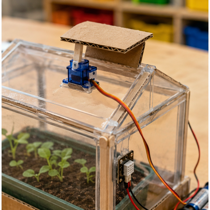 Close construction and materials view for Smart Greenhouse Vent