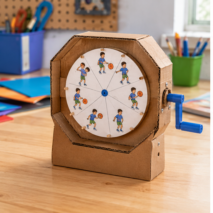 Finished student example of Spinning Story Toy