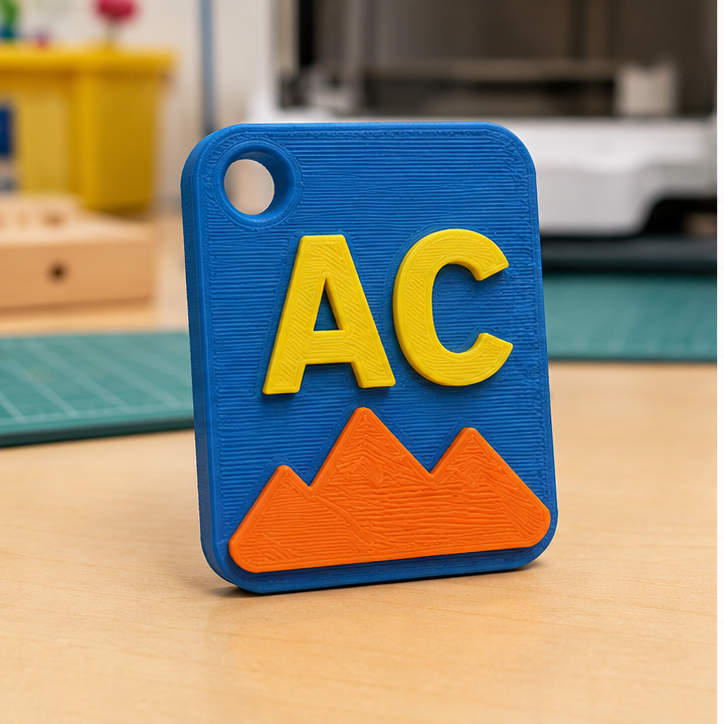 Finished student example of Tinkercad Name Badge