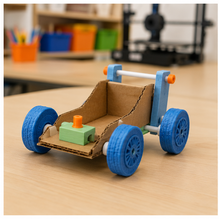 Finished student example of Wheel-and-Axle Vehicle